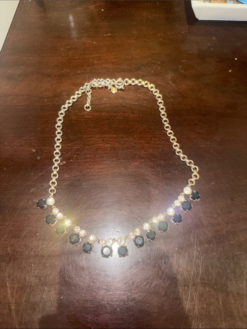 J. Crew Gold-Tone Necklace with Black Crystal Accents